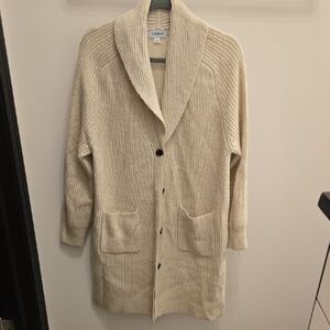 Evereve Cream Shawl Collar Sweater Coat